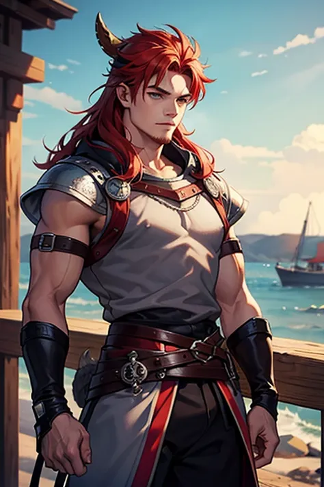 a strong 20 year old viking with red hair