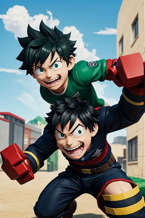 Make deku vigilante from my hero academia as if he were a square roblox character 