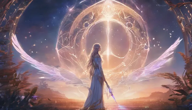 a magical scenery in the background. 🌟✨

!Anime Elf with Magical Background Young elf holds an ancient scroll with frayed edges. The runes and symbols inscribed on it appear to pulse in response to the circle of light. She deciphers the ancient words, seek...