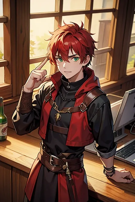 a 20 year old viking with red and green hair