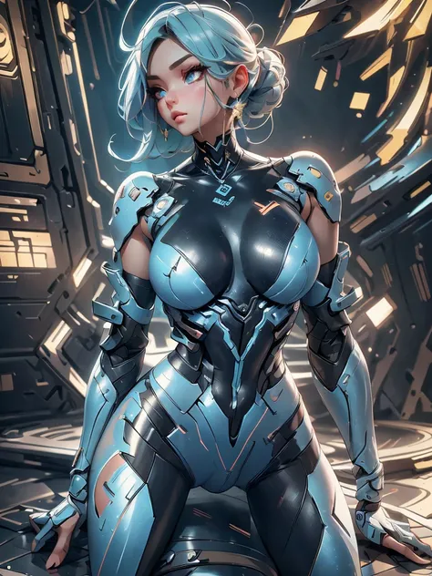 A mechanical girl of the future,gleaming metal,shimmering robotic movements,ethereal,Futuristic technology,advanced artificial intelligence,neon-lit cityscape,Metallic exoskeleton,highly detailed facial features,glowing LED eyes,meticulously crafted synthe...