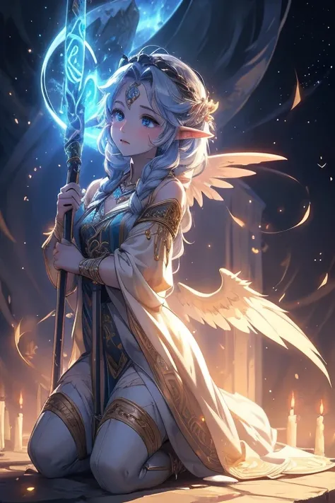  a magical scenery in the background. 🌟✨

!Anime Elf with Magical Background Young elf holds an ancient scroll with frayed edges. The runes and symbols inscribed on it appear to pulse in response to the circle of light. She deciphers the ancient words, see...