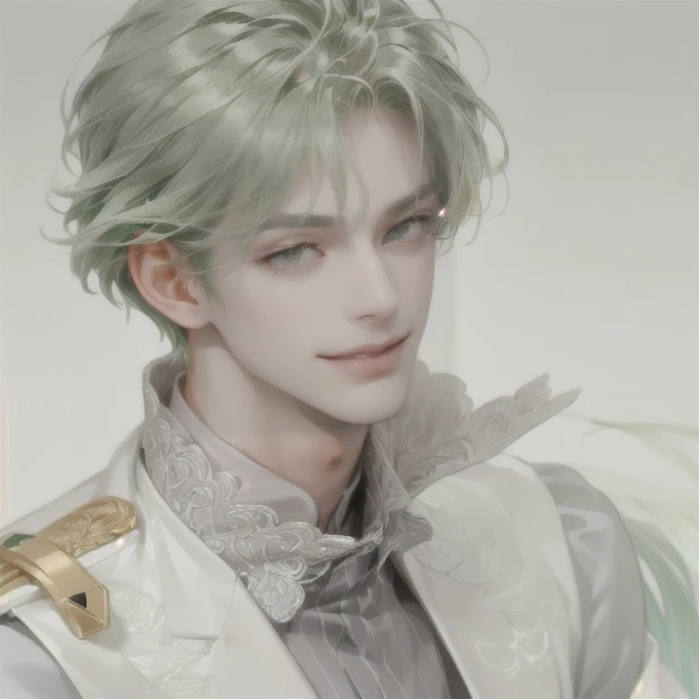 ((GREEN HAIR MESSY HAIR MAN))((BRIGHT VERY GREY EYES))((SEDUCTIVE EYES))((ILLEGAL))((SMIRK))((SUBTLE COCKY SMIRK))((SEXY LOOKING FACE))((MATURE))((GREEN HAIR))((YELLOW EYES))((RELAXED))((ELEGGANT WEAR))((ELEGANT BG))((MATURE MALE OLD MALE))(SAME HAIR, SAME...