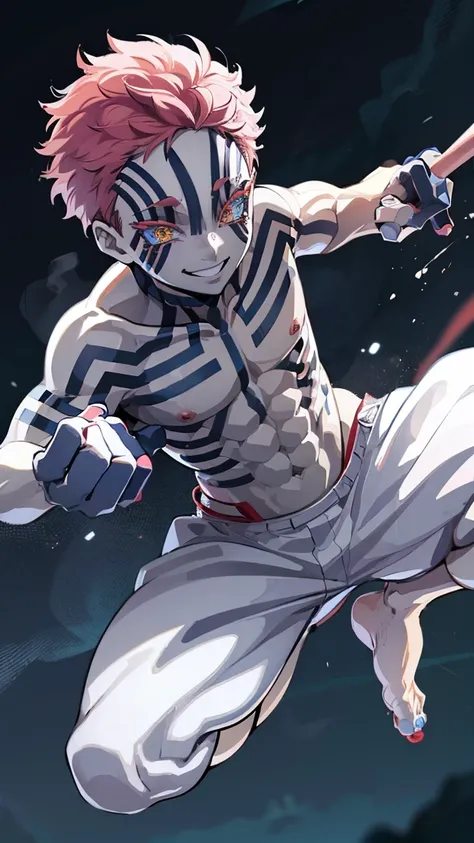 Akasa has no tattoos..., Smiling in NSFW positions ,man,Third Wax Demon ,Kimizunoyaba ,Excellent,Look at that scared face....,evil,Formidable,Cool smile,(Set up the attack),The picture is detailed...,fingers speak loudly.,fist,(full body),lunar effect,Blue...