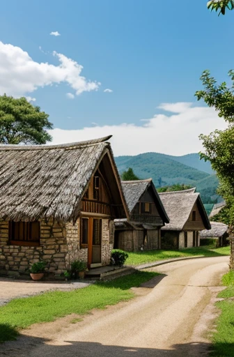 Village Scene:

An image of a peaceful village with traditional houses and a serene environment.
