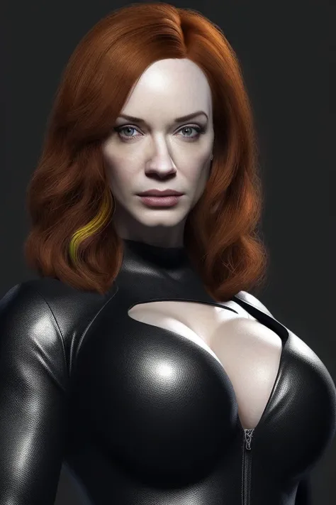 Christina Hendricks as an video game character, alluring 48 year old woman, High-quality facial research of Christina Hendricks, (Christinas sculpted cheekbones and slight wrinkles around the face), High-quality detailed research of Christina Hendricks vol...