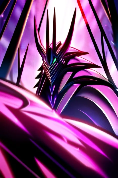 Aggressive fight between the guardian of the forests and a being made of pink and purple crystals