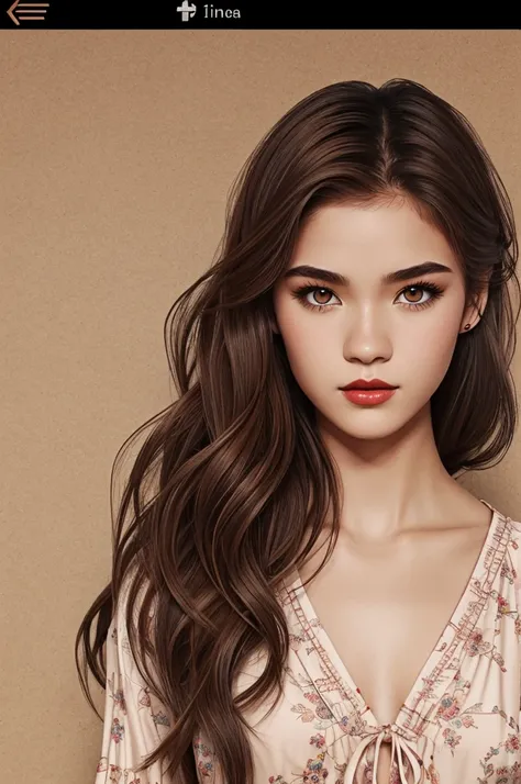 Generate stylized sketches: Fiona Senju from Teen Wolf wearing girly mainstream trendy, form fitting stylish bohemian outfits. Fiona is a seventeen years old human girl with beautiful long slightly wavy dark brown hair and amber brown eyes. smokey eye make...