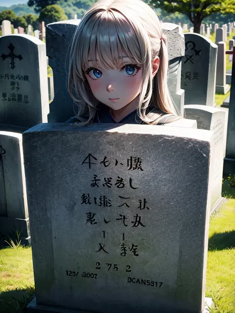 Highest quality,Highest Resolution,Cemetery,Gravestone,Girl,Japan,