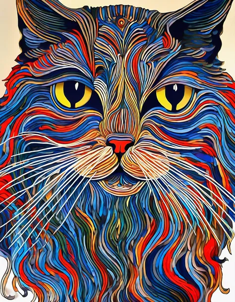 cat portrait, Evocative art creates a certain mood or atmosphere that immerses the viewer, drawing them into the world depicted by the artist.