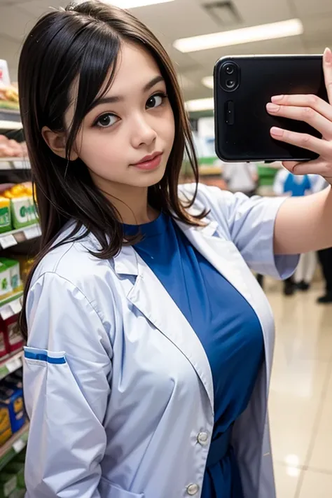 8K,Close-up of a woman in uniform taking a photo, nurse uniform, Blue Uniform, nurse scrubs, nurse girl, seifuku, JK Uniform,  nurse, Work clothes, Work clothes, Surgical gowns and scrubs, Health care workers, mayuri shiina, Wearing a white coat, nurse cos...