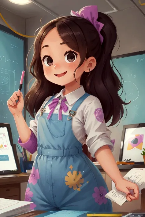 Create a charming 4K resolution close-up portrait of a printer mascot in the form of a girl, capturing a blend of technological sophistication and friendly approachability:

Visualize the mascot as a young girl with features that convey both a playful and ...