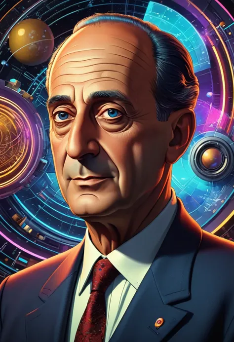 a cartoon style portrait of physicist enrico fermi, fermi paradox, extremely detailed, 8k, award winning digital art, photoreali...