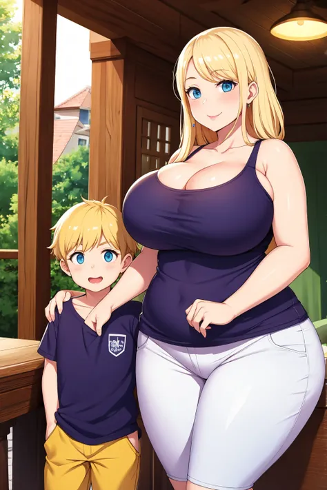 Beautiful cute thicc curvy busty blonde mother and son. Cute couple