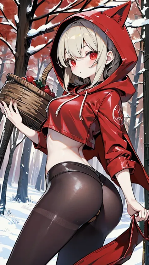 grace，Cool girl，Handsome girl，little Red Riding Hood，Red Cape，Red hood斗篷，Forest Background，Forest Background，Hooded girl with a basket，Wave Girl，Wolf Ear Girl，Wolf Ear Hood，Red hood，Close-up above the waist，Tight leather jacket，hunter style，Tights，Big Ass，...