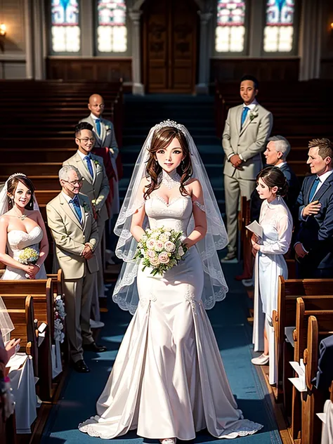 Highest quality,Highest Resolution,wedding,Wedding,Bride and groom,church,