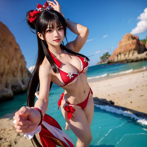 Mai shiranui In a bikini, pointier breast nipple, 