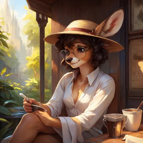 uploaded on e621, by Pixelsketcher, by Bayard Wu, by Thomas Benjamin Kennington , by Einshelm, by hioshiru and kenket, Chunie, portrait, solo anthro female deer doe, tiny featureless breasts, tiny breasts, clear dark blue, cinematic lighting, day, sunny da...