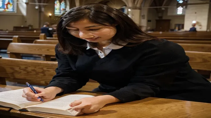 The catechist is teaching at a church 