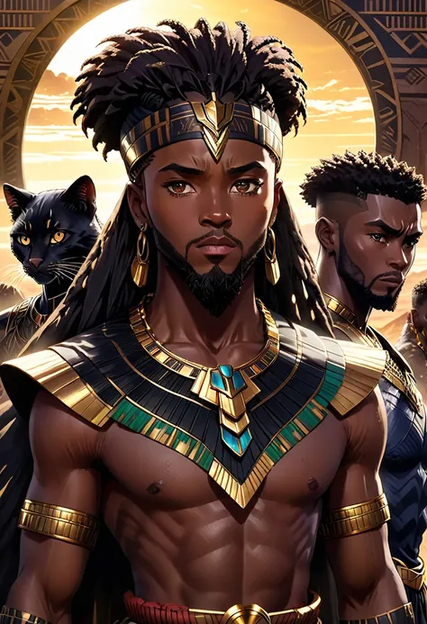 very animate anime looks vivid detailed  very crystal clear sharp exotic foreign masterpieces depicting different very beautiful almost modell ike h andsome male and female couples of and from Wakanda and Wakandan tribes of Wakandas ancient past and histor...