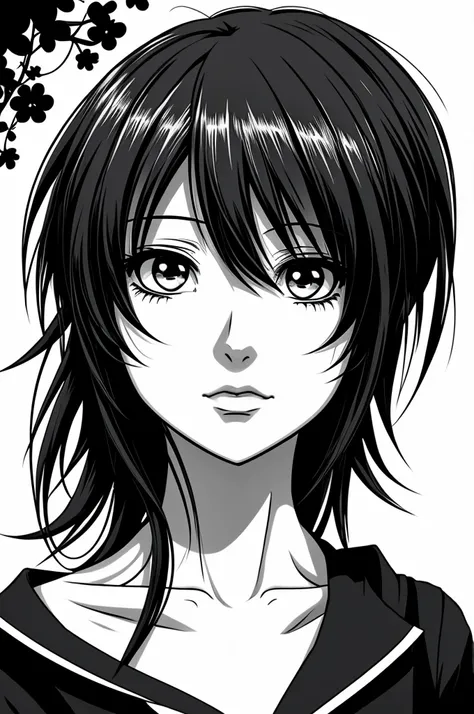 Anime style character in black and white