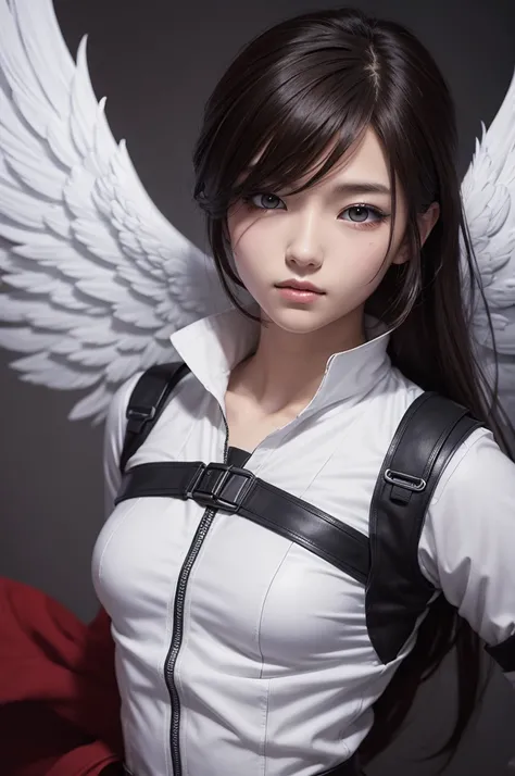 An anime-style painting of an angel soldier