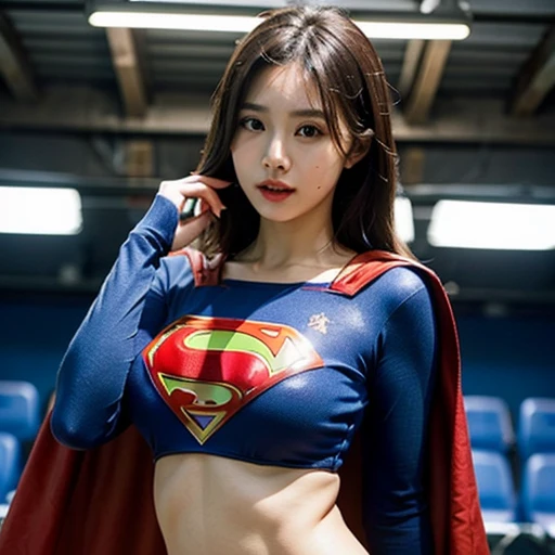 Busty Supergirl、wearing bikini、Lift your chin、(A long rubber hose is wrapped around one&#39;s neck:)、(A large number of rubber hoses are approaching from behind:1.8)、