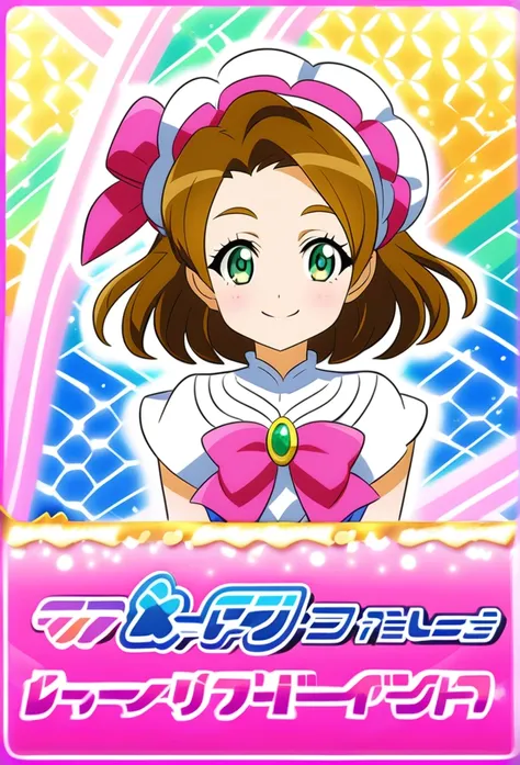 Precure style art, Brown hair, green eyes, 