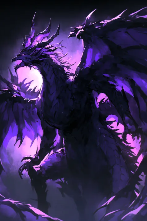 black and purple dragon, sexy, with a night background. (realist)