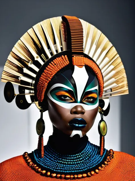 afrofuturist mode photography, capturing the essence of afrocentric style and futuristic esthétique in stunning visual récits, m...