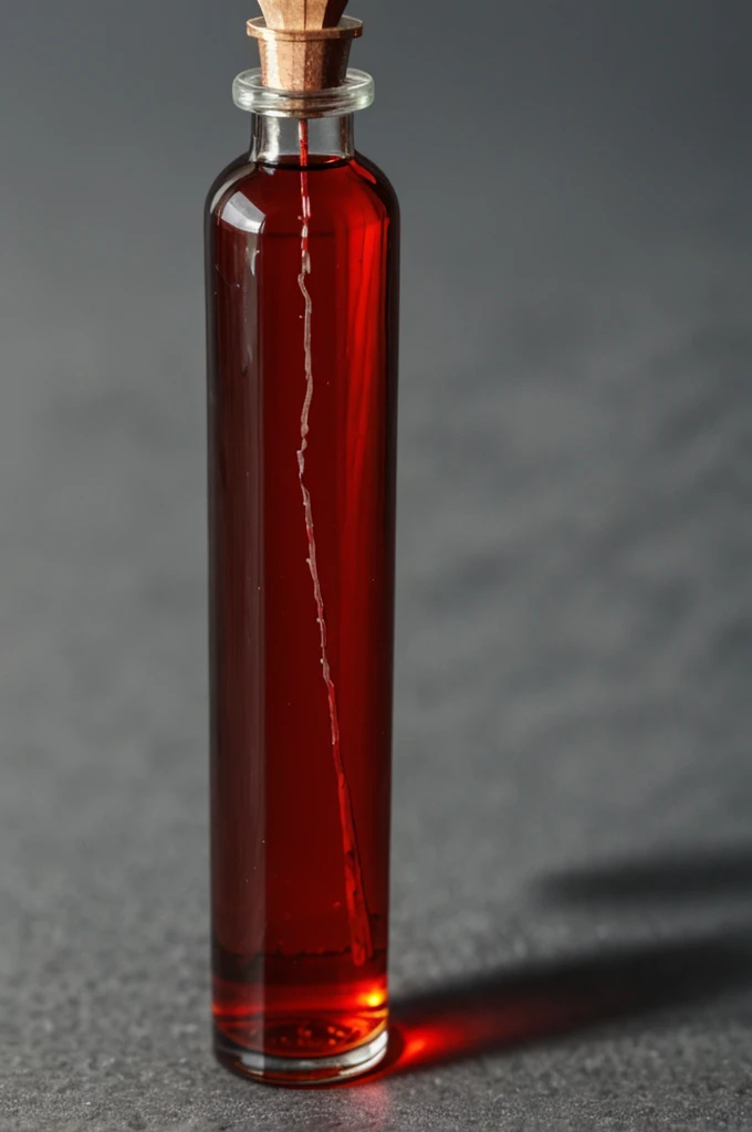 Long thin vial with bright blood