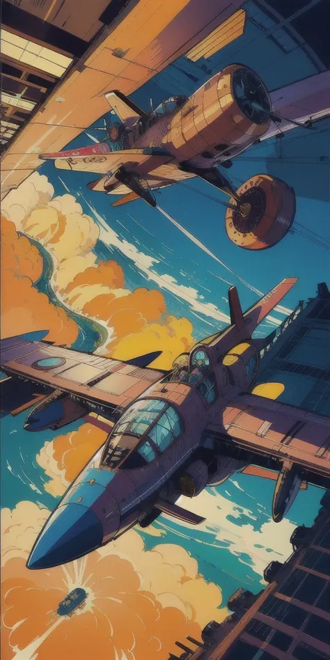 steampunkai, Veronica Mars as a pilot, in an airplane cockpit ,  Flying over the sea, steampunk, Victorian era,
Simple lines, Flat Color , Otomo Katsuhiro、Masamune Shirow、Studio Giribi、Yukito Kishiro
 