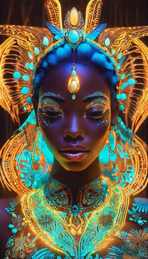 the inner soul  of a black women dreams  bioluminescent