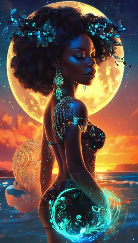 The inner soul  of a black women dreams  bioluminescent