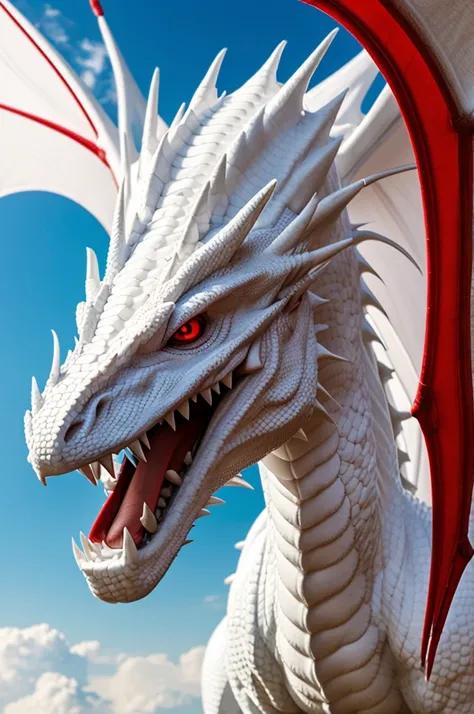 White dragon with red eyes 