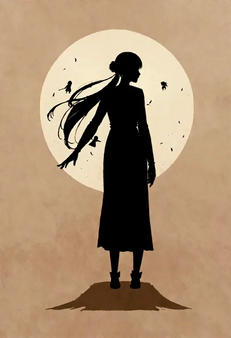 (Silhouette Art, incision:1.6) (((Cut Paper Art, A world where only black exists:1.3), （One huge breasted girl, Long ponytail, In his right hand he held a sword pointed at the boy.）, (boy: Ancient Chinese Warriors, Hair Bun, Hanfu, ）（（ profile:1.2）), white...