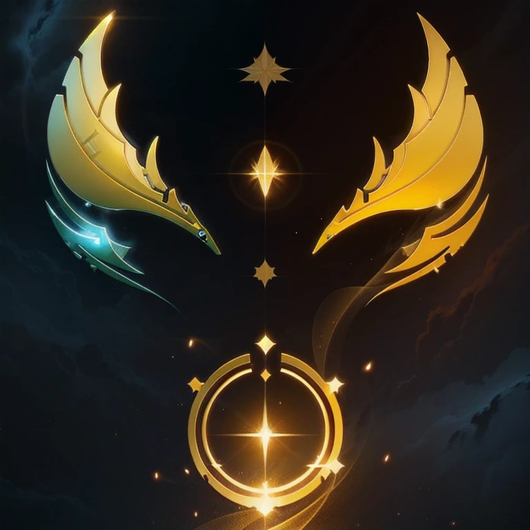 a logo using the a spark, very simple for a light faction in an RPG world, light emblem, just yellow color, mighty, concentrated, dreamy, purify, Symmetrical, chic, high qualiy, com fundo branco