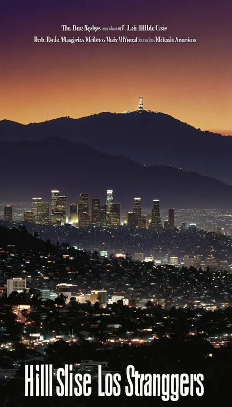 Show a dark, moody cityscape of Los Angeles in the late 1970s, with a caption introducing the Hillside Stranglers case. Include a somber background score to set the tone.