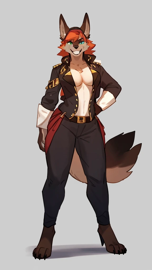 By bebebebebe, by lostgoose, by goonie-san, solo, standing, female, wolf,dragon, fuerte,sexy, hair long, smiling, happy,pirate full body
