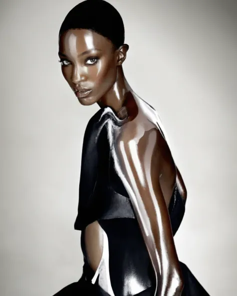 ( slip_vogue ), BLACK woman model dressed by Ralph Rucci, vogue photography, beauty, 