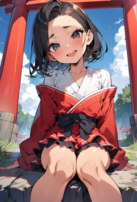 (anime style),masterpiece, best quality, extremely detailed,tanned skin,dark skin loli, Beautiful body,BREAK,multicolored colorful hair,short hair,hair slicked back,BREAK,black eyes,happy smile,shy,eyebrow,open mouth,eyes widen,happiness
smile face,detaile...