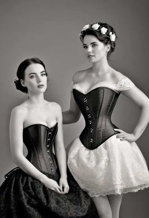 woman and girl in corset