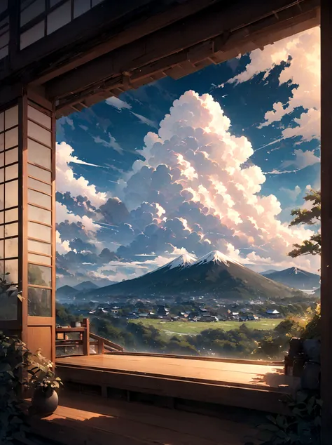 high resolution、4K、An illustration、Landscape Photography、cumulonimbus、A lot of sky、cumulonimbusClear skies、Clear skies、cumulonimbus田舎、Japanese Landscape、白川郷cumulonimbus、japan、Nostalgic