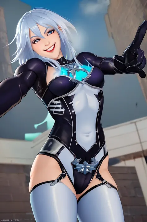 ((masterpiece,best quality)), absurdres, Killer_Frost_Assault_on_Arkham, solo, smiling, smug, looking at viewer, cowboy shot, cinematic composition, dynamic pose