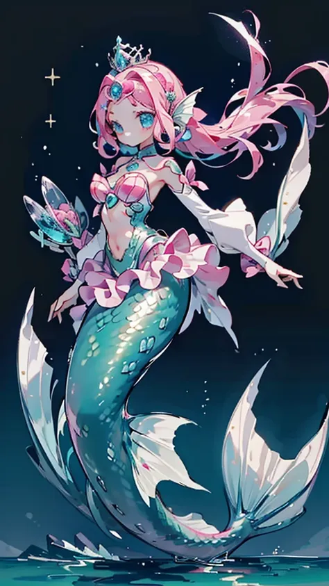 Mermaid，Mermaid，Mermaid女孩，Mermaid尾巴，Bodysuit style，Scale style，Underwater background，Underwater background，Seabed background，Coral shells background，Background in sea water，Pink and purple的鳞片，Pink hue，fin，身上长着fin，Girl with fish tail，Pink and purple，Powder ...