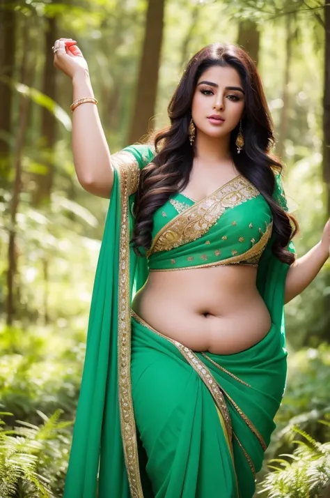 1 Heavenly beautiful and goddess beauty cute and sweet looking face Arabian woman in front of green forest, Heavenly beautiful Overweight, Heavenly beautiful Extremely fat, Heavenly beautiful and attractive Chubby figure , Heavenly beautiful looking and ey...