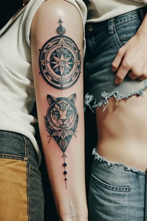 A tattoo that combines the zodiac signs Pisces and Leo