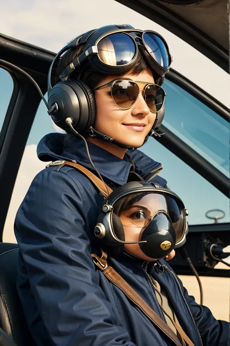 cute mouse pilot wearing aviator glasses