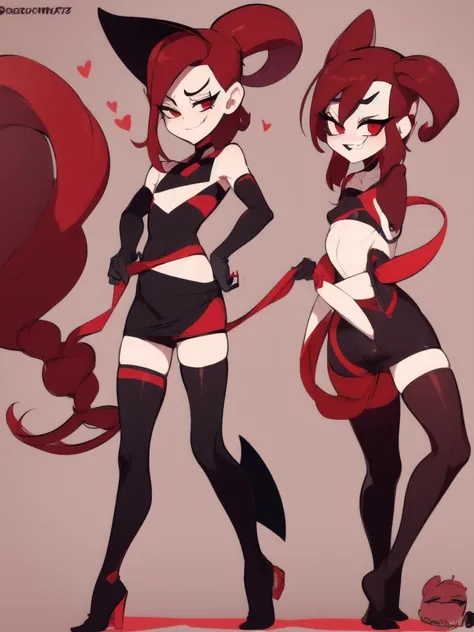 1male, character design sheet for a male character,  hazbin hotel, red palette