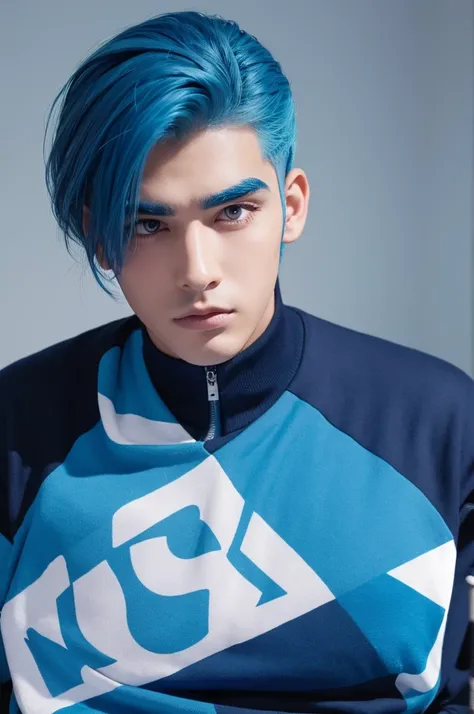 male　cool　Thick eyebrows　Blue Hair　